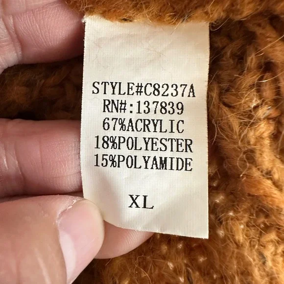 Dreamers‎ by Debut Women XL Cable Knit Pom Pom Cropped Sweater Honeycomb Autumn - Picture 6 of 9